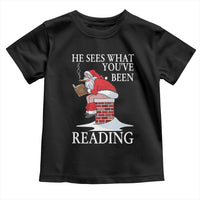 Funny Bookish Christmas Toddler T Shirt He Sees What You Have Been Reading - Wonder Print Shop