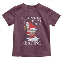Funny Bookish Christmas Toddler T Shirt He Sees What You Have Been Reading - Wonder Print Shop