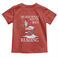 Funny Bookish Christmas Toddler T Shirt He Sees What You Have Been Reading - Wonder Print Shop