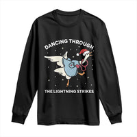 Christmas Goose Nurse Long Sleeve Shirt Dancing Through The Lightning Strikes - Wonder Print Shop