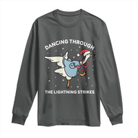 Christmas Goose Nurse Long Sleeve Shirt Dancing Through The Lightning Strikes - Wonder Print Shop