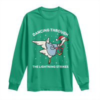 Christmas Goose Nurse Long Sleeve Shirt Dancing Through The Lightning Strikes - Wonder Print Shop