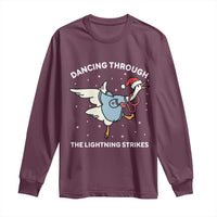 Christmas Goose Nurse Long Sleeve Shirt Dancing Through The Lightning Strikes - Wonder Print Shop