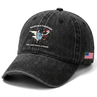 Christmas Goose Nurse Washed Cotton Baseball Cap Dancing Through The Lightning Strikes