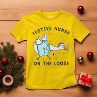 Funny Goose Nurse Christmas T Shirt Festive Nurses On The Loose - Wonder Print Shop