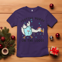 Funny Goose Nurse Christmas T Shirt Festive Nurses On The Loose - Wonder Print Shop