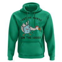 Funny Goose Nurse Christmas Hoodie Festive Nurses On The Loose - Wonder Print Shop
