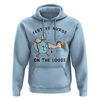 Funny Goose Nurse Christmas Hoodie Festive Nurses On The Loose - Wonder Print Shop