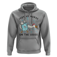 Funny Goose Nurse Christmas Hoodie Festive Nurses On The Loose - Wonder Print Shop