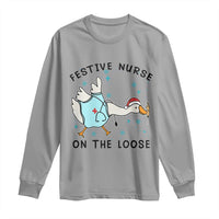 Funny Goose Nurse Christmas Long Sleeve Shirt Festive Nurses On The Loose - Wonder Print Shop