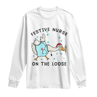 Funny Goose Nurse Christmas Long Sleeve Shirt Festive Nurses On The Loose - Wonder Print Shop
