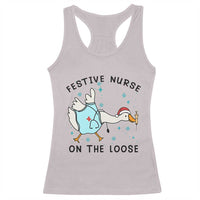 Funny Goose Nurse Christmas Racerback Tank Top Festive Nurses On The Loose - Wonder Print Shop