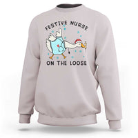 Funny Goose Nurse Christmas Sweatshirt Festive Nurses On The Loose - Wonder Print Shop