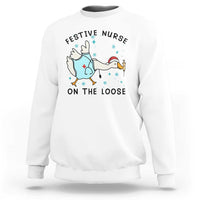 Funny Goose Nurse Christmas Sweatshirt Festive Nurses On The Loose - Wonder Print Shop