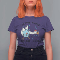 Funny Goose Nurse Christmas T Shirt For Women Festive Nurses On The Loose - Wonder Print Shop