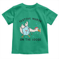 Funny Goose Nurse Christmas Toddler T Shirt Festive Nurses On The Loose - Wonder Print Shop