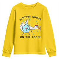 Funny Goose Nurse Christmas Youth Sweatshirt Festive Nurses On The Loose - Wonder Print Shop