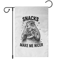Funny Groundhog Eating Pizza Garden Flag Snacks Make Me Nicer