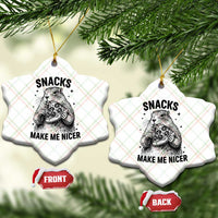 Funny Groundhog Eating Pizza Ceramic Ornament Snacks Make Me Nicer