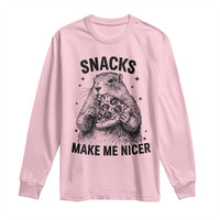 Funny Groundhog Eating Pizza Long Sleeve Shirt Snacks Make Me Nicer