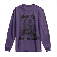 Funny Groundhog Eating Pizza Long Sleeve Shirt Snacks Make Me Nicer