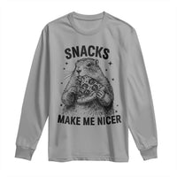 Funny Groundhog Eating Pizza Long Sleeve Shirt Snacks Make Me Nicer
