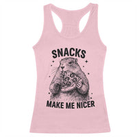 Funny Groundhog Eating Pizza Racerback Tank Top Snacks Make Me Nicer