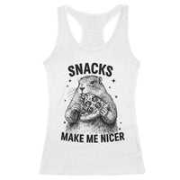 Funny Groundhog Eating Pizza Racerback Tank Top Snacks Make Me Nicer