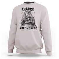 Funny Groundhog Eating Pizza Sweatshirt Snacks Make Me Nicer