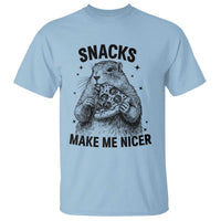 Funny Groundhog Eating Pizza T Shirt Snacks Make Me Nicer