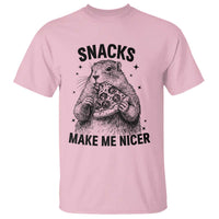 Funny Groundhog Eating Pizza T Shirt Snacks Make Me Nicer