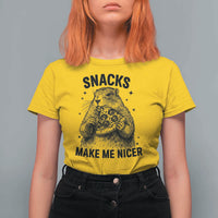Funny Groundhog Eating Pizza T Shirt For Women Snacks Make Me Nicer