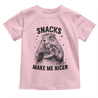Funny Groundhog Eating Pizza Toddler T Shirt Snacks Make Me Nicer