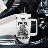 Funny Groundhog Eating Pizza Tumbler With Handle Snacks Make Me Nicer