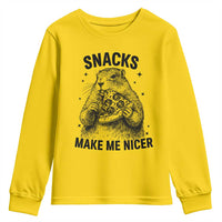 Funny Groundhog Eating Pizza Youth Sweatshirt Snacks Make Me Nicer