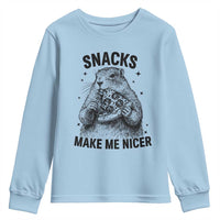 Funny Groundhog Eating Pizza Youth Sweatshirt Snacks Make Me Nicer