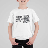 Funny Raccoon Eating Pizza T Shirt For Kid Snacks Make Me Nicer
