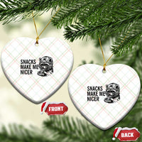Funny Raccoon Eating Pizza Ceramic Ornament Snacks Make Me Nicer