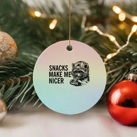Funny Raccoon Eating Pizza Ceramic Ornament Snacks Make Me Nicer