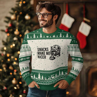 Funny Raccoon Eating Pizza Ugly Christmas Sweater Snacks Make Me Nicer