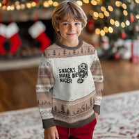 Funny Raccoon Eating Pizza Ugly Christmas Sweater Snacks Make Me Nicer