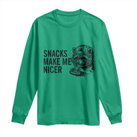 Funny Raccoon Eating Pizza Long Sleeve Shirt Snacks Make Me Nicer