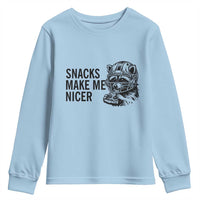 Funny Raccoon Eating Pizza Youth Sweatshirt Snacks Make Me Nicer