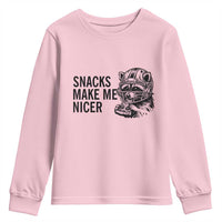 Funny Raccoon Eating Pizza Youth Sweatshirt Snacks Make Me Nicer