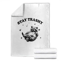 Funny Raccoon Meme Throw Blanket Stay Trashy