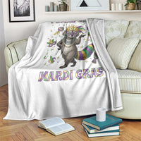 Mardi Gras Raccoon Throw Blanket Feral Girl Mardi Gras