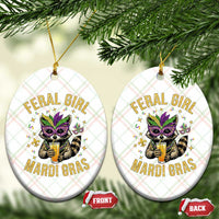 Mardi Gras Raccoon Ceramic Ornament Feral Girl Mardi Gras Trash Panda