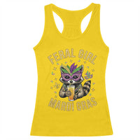 Mardi Gras Raccoon Racerback Tank Top Feral Girl Mardi Gras Trash Panda