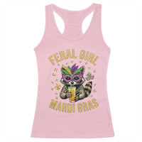 Mardi Gras Raccoon Racerback Tank Top Feral Girl Mardi Gras Trash Panda