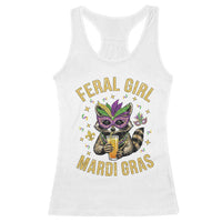 Mardi Gras Raccoon Racerback Tank Top Feral Girl Mardi Gras Trash Panda